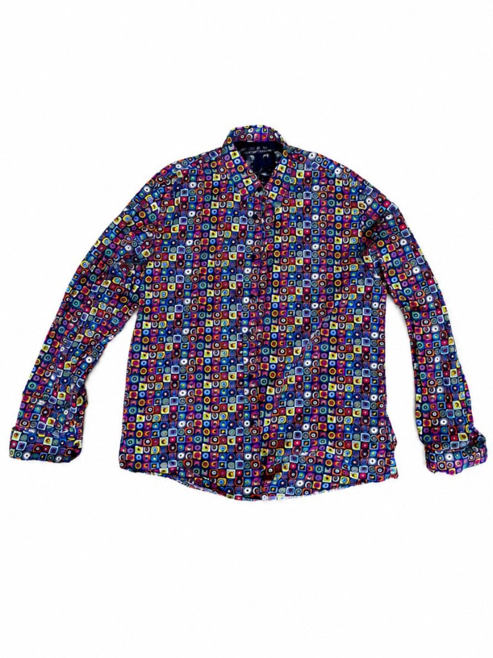 Desigual Men’s XXL Multicolor Geometric Print Button-Up Shirt